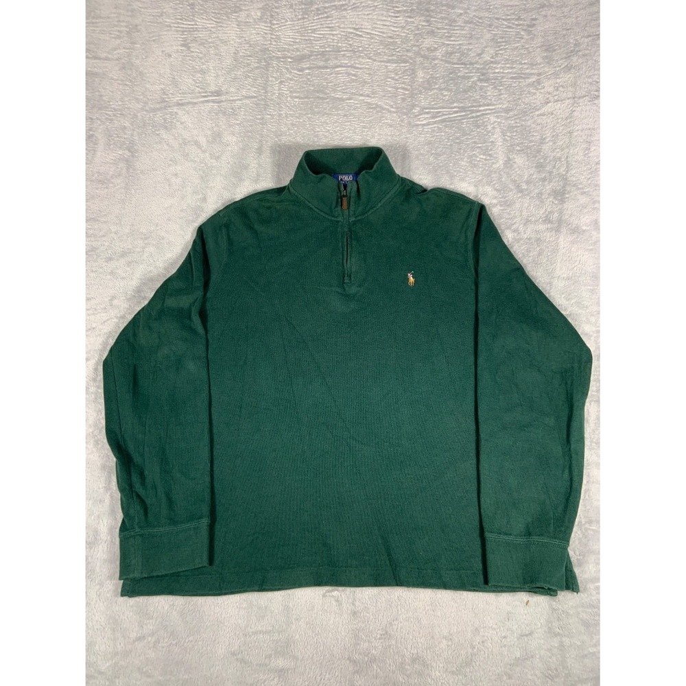 Polo Ralph Lauren Estate Rib Quarter-zip Pullover Mens L Green Long sleeve